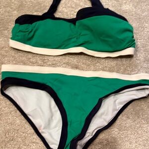 Boden Green and Navy Women's Bikini size 10